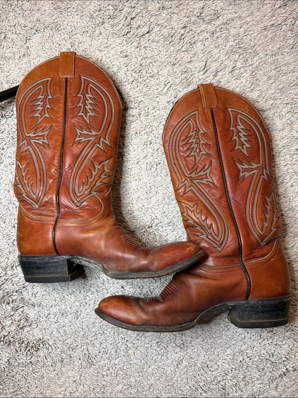 Tony Lama Men's Western leather Cowboy Boots embroidered Classic flannel fall 10 - Picture 6 of 8